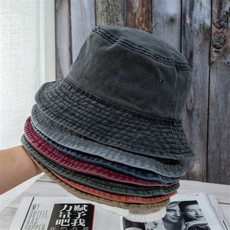 Sombrero De Pescador Con Visera De Tela Vaquera Lavada Para Hombre Y