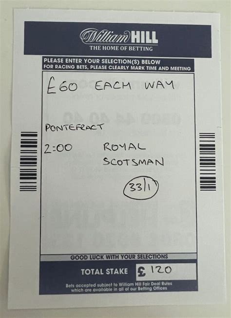 William Hill Betting Slips WilliamHill Bet Slip