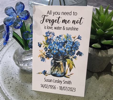 Personalised Forget Me Not Vase Funeral Seeds Envelopes Seed Packets