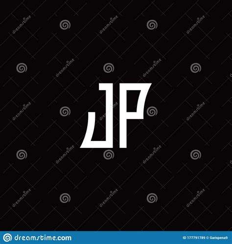 JP Monogram Logo Letter With Curved Side Style Stock Vector