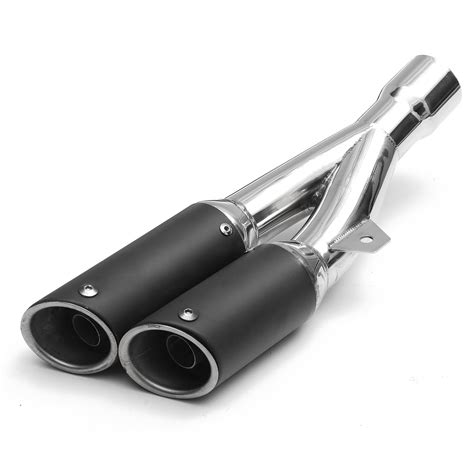 Mm Mm Muffler Exhaust Tail Pipe Double Twin Tip Steel Motorcycle