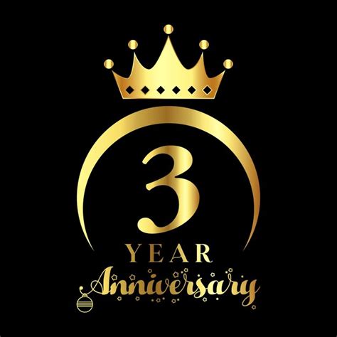 Premium Vector 3 Year Anniversary Celebration Anniversary Logo With Crown And Golden Color