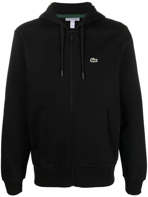 Lacoste Appliqué Logo Zip Up Hoodie Black Farfetch Ao