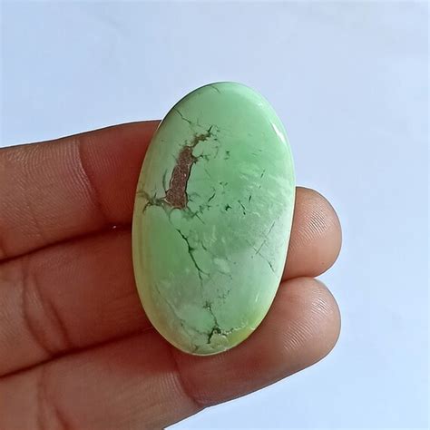 Craft Supplies Tools Cabochons Oval Shape Natural Lemon Chrysoprase