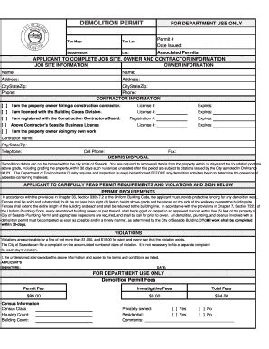 Fillable Online Demolition Permit City Of Seaside Fax Email Print