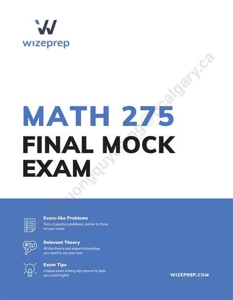 Wize Final Mock Exam Math 275 Final Mock Exam Booklet Wizeprep Exam Like Problems Tons Of