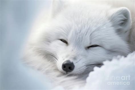 Wild arctic fox sleeping in the snow Digital Art by Rami Sendra - Pixels