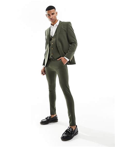 Asos Design Super Skinny Suit Pants In Khaki Asos