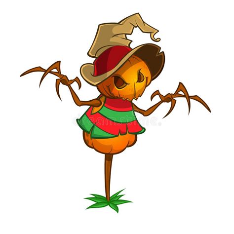 Halloween Cartoon Scarecrow Pumpkin Head Halloween Illustration Stock