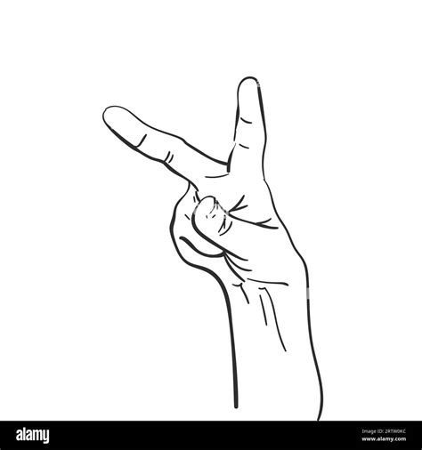 Hand Showing Peace Gesture Victory V Sign Vector Sketch Hand Drawn