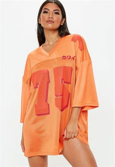 Orange Oversized Football Jersey Dress Football Jersey Dress