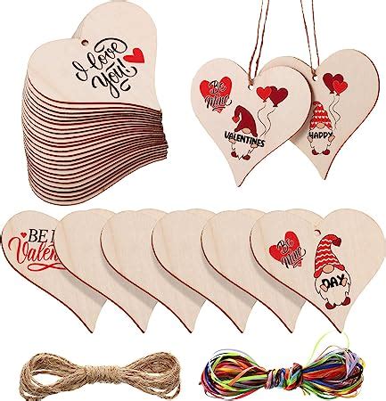 Amazon Jetec 24 Pieces Natural Wooden Heart Slices For Crafts