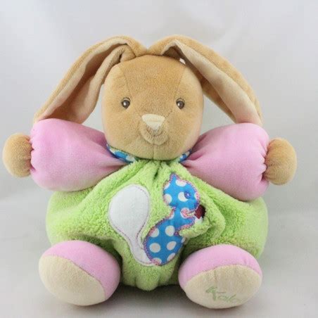 Doudou lapin vert rose bleu pois écureuil KALOOO