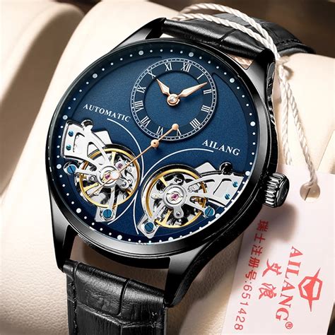 AILANG reloj mecánico de doble Tourbillon para hombre accesorio