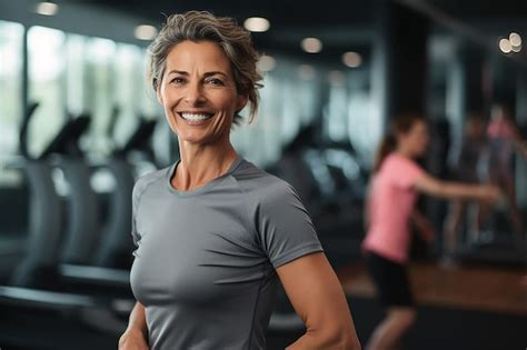 Premium AI Image Portrait Of Smiling Mature Woman Looking At Camera