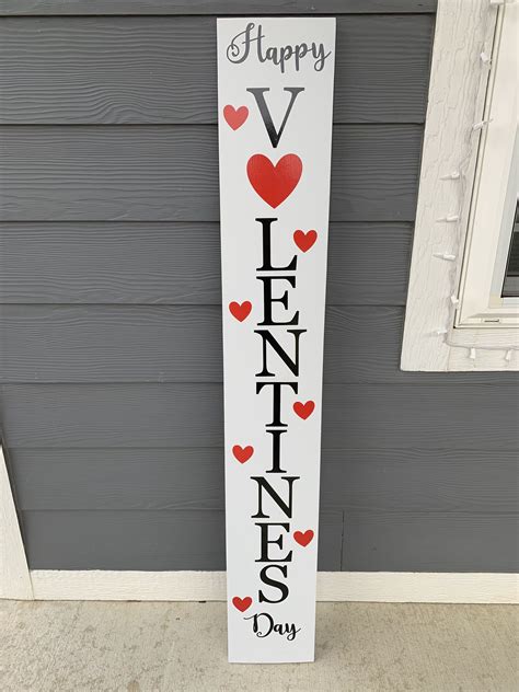 Tall Happy Valentines Day Porch Sign Vertical Valentines Day Etsy