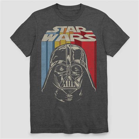 Men S Star Wars Vintage Vader Short Sleeve Graphic T Shirt Charcoal Heather Ad Shirts Star