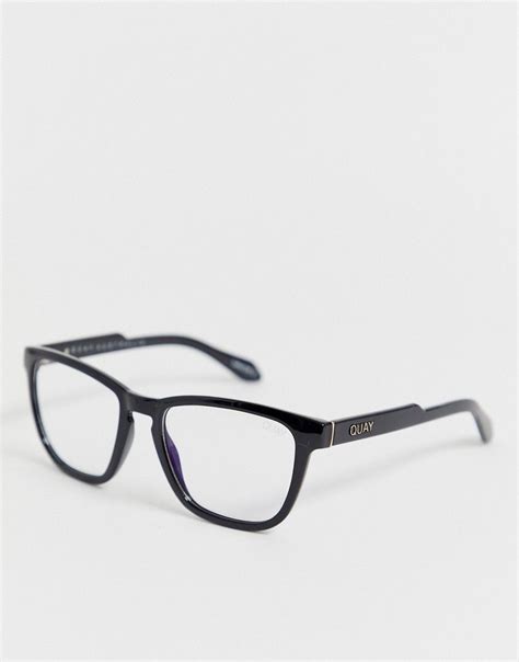 Quay Australia Hardwire Clear Lens Glasses In Black With Blue Light