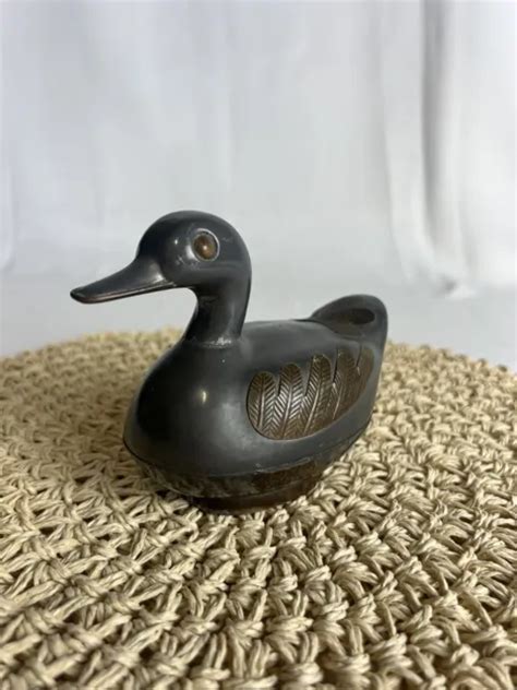 Jolie Canard En Tain Et Laiton Bo Te Vide Poche Ancienne Et