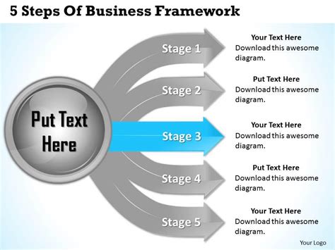 1013 Business Ppt Diagram 5 Steps Of Business Framework Powerpoint