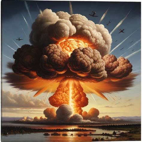 Premium Photo | Nuclear bomb explosion HD 8K wallpaper Stock Photographic Image