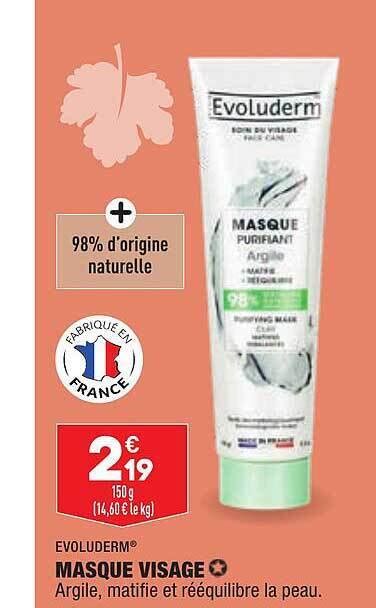 Promo Masque Visage Evoluderm Chez Aldi