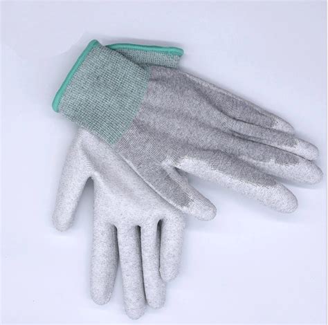 Antistatic Esd Carbon Pu Palm Fit Gloves China Anti Static Carbon Pu