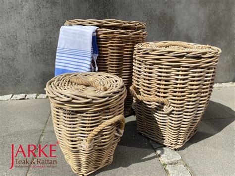 Runder Korb Aus Rattan Kubo Grey Bei Jarke Teak