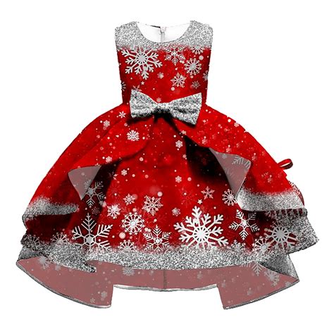 Toddler Christmas Dress Kids Fashion Sleeveless Santa Snowman Prom