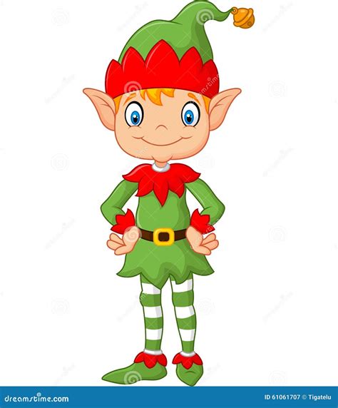 Cartoon Cute Christmas Elf Posing Stock Vector Illustration Of Pose