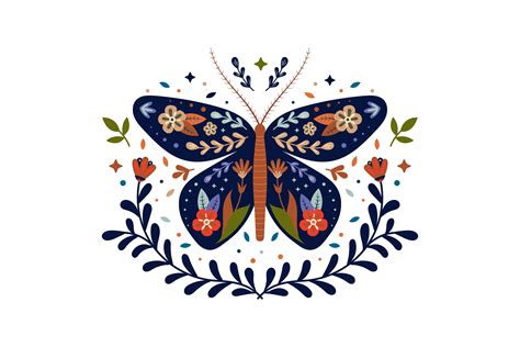 Butterfly Folk Art Graphic By Krustovin Creative Fabrica