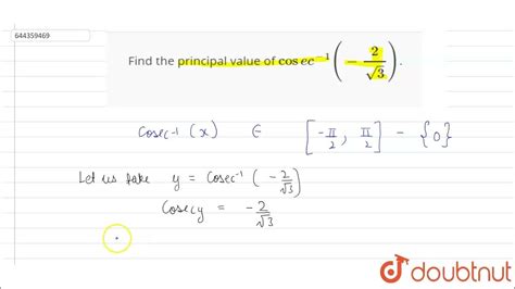 Find The Principal Value Of Cosec 1 2sqrt3 12 Inverse Trigonometric Functions Maths