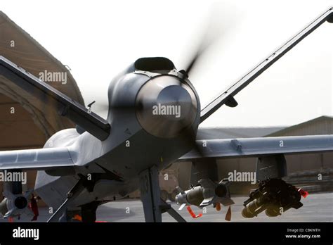 An MQ 9 Reaper Goes Through An Engine Check On A Ramp In Afghanistan