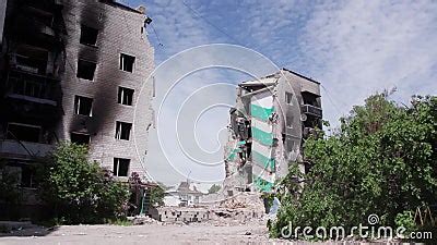 War In Ukraine Destroyed Building In Borodyanka Bucha District Stock