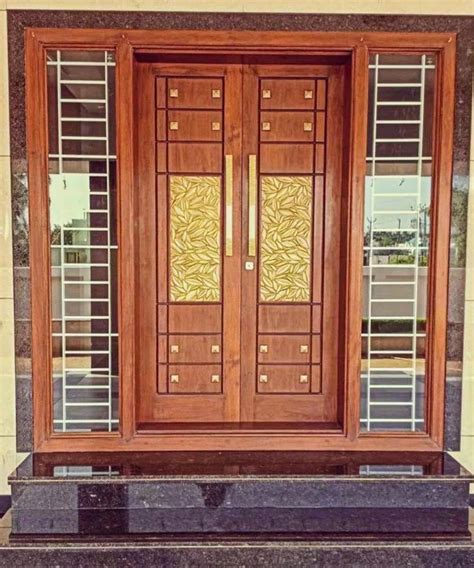 Brown Teak Wood Main Door With Frame Height Feet At Piece