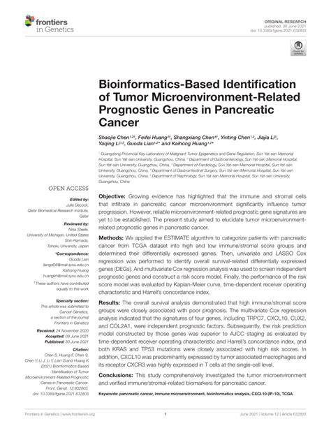 PDF Bioinformatics Based Identification Of Tumor Microenvironment