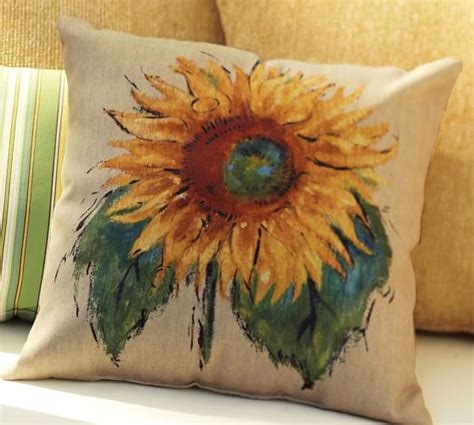 Painted Sunflower Indooroutdoor Pillow Pottery Barn