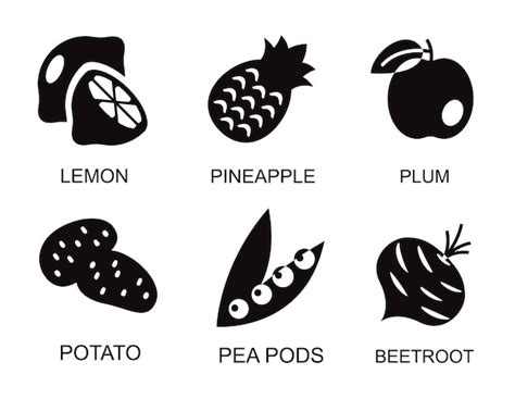 Premium Vector Fruits Set Isolated Vector Silhouette