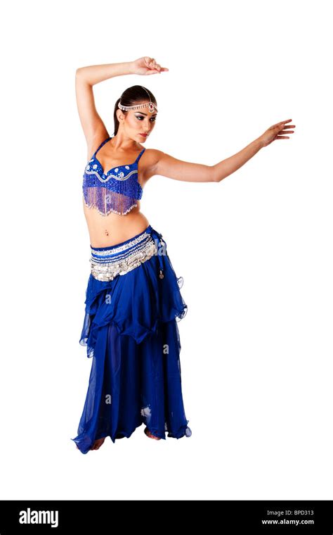 Rabe Belly Dancer Har N Mujer En Azul Con Vestido De Plata Con Gemas Y