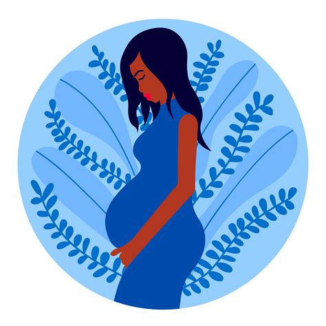 Pregnant Black Woman Flat Illustration Pregnancy Illustration In