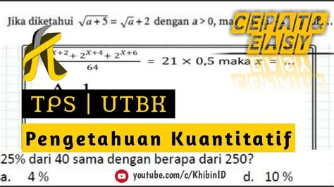 Trik Cepat Dan Easy TPS Kuantitatif UTBK YouTube