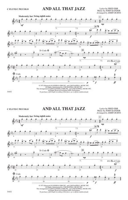 And All That Jazz From Chicago Flute Marching Band Digital Sheet