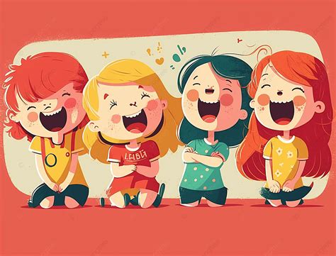 Chatting Happy Laughing Kids Background Cheers Cartoon Holiday