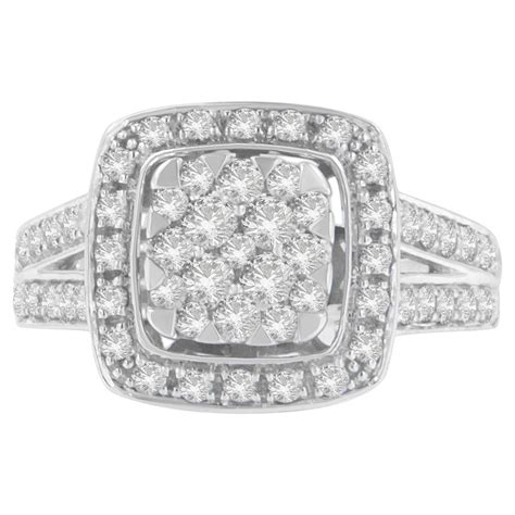 Carat Diamond White Gold Vintage Oval Cluster Ring For Sale Free