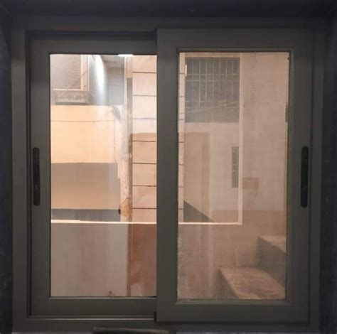 Gray Powder Coated Rectangular Aluminium Glass Sliding Window For Home