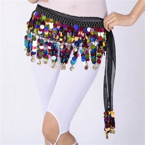 Chiffon Belly Dance Waist Wrap Chains Belly Dancing Hip Scarf Coins