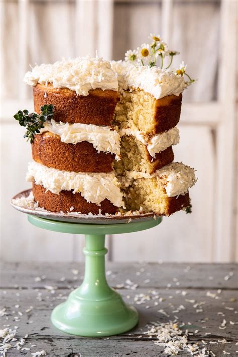 Lemon Coconut Naked Cake With Whipped Vanilla Buttercream Half Baked Harvest