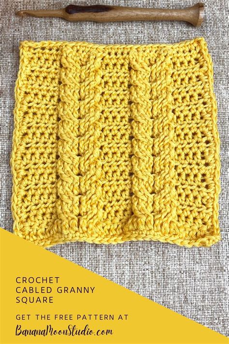 Free Crochet Cabled Blanket Square Pattern Banana Moon Studio