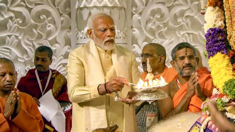 Mukhya Yajman Pm Modi Leads Pran Pratishtha At Ram Mandir See Pics