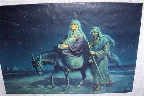 1941 The Flight Into Egypt Vintage Lithograph Print Mary Joseph And